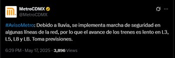 Foto: X: @MetroCDMX