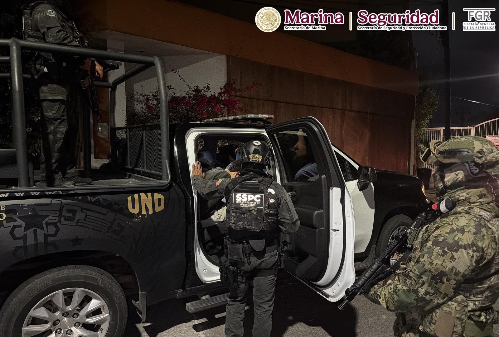 Elementos de la Unidad Nacional de Operaciones de la SSPC en el despliegue. Crédito: Gabinete de Seguridad