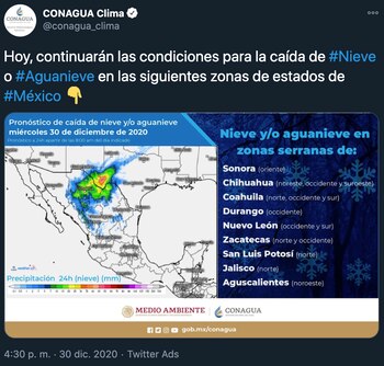 CONAGUA Clima (Twitter@conagua_clima)