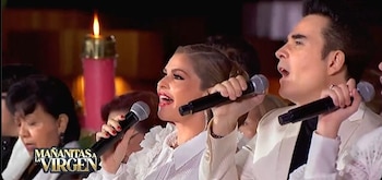 Itatí Cantoral y José Cantoral en las mañanitas a la Virgen de Guadalupe