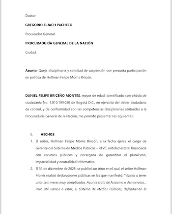 Queja disciplinaria de Daniel Briceño