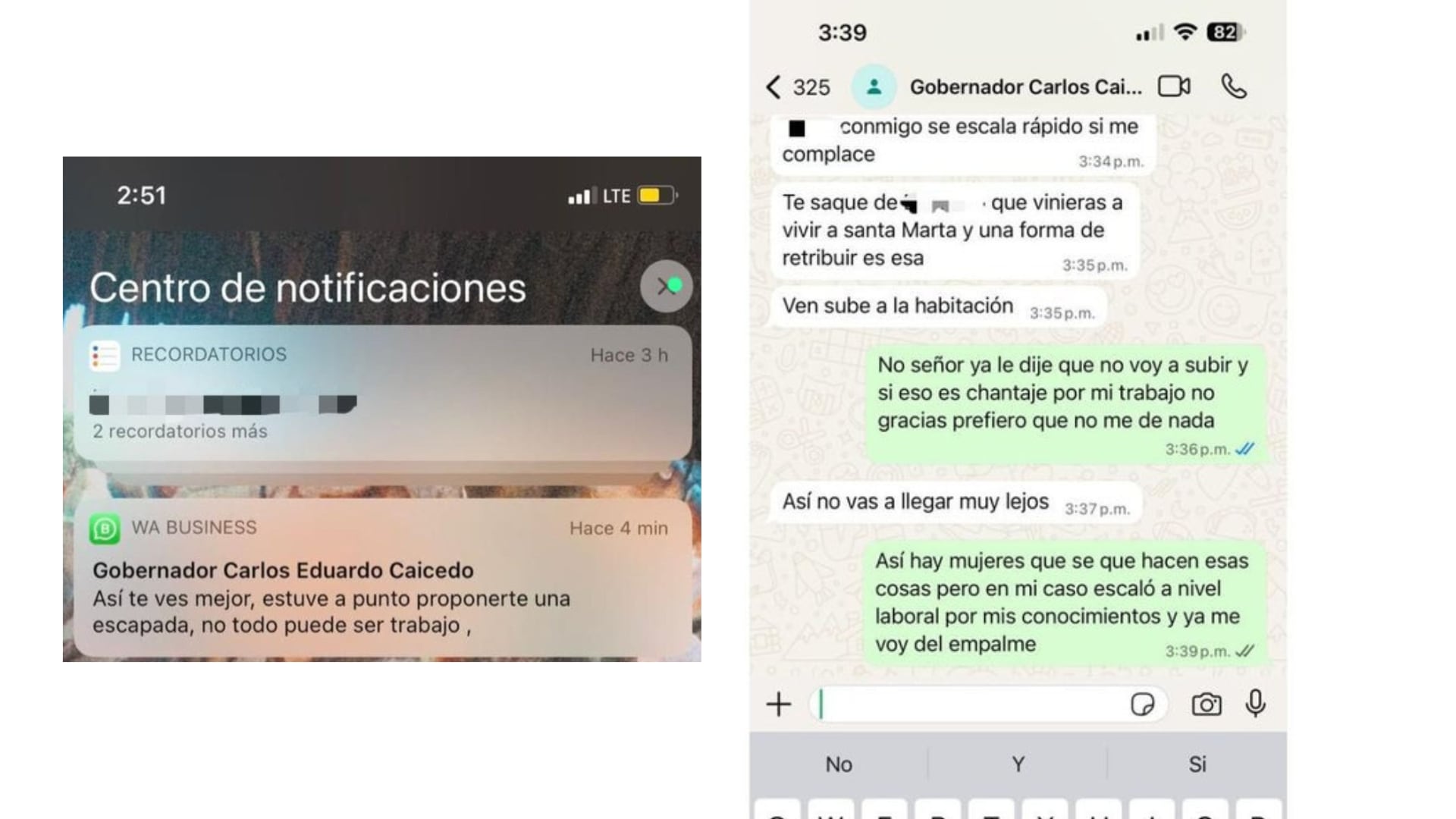 Estas son fotografías de algunos de los chats que fueron revelados por La FM - crédito imágenes tomadas de @PoloDiazG/X