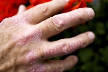 La psoriasis se evidencia frecuentemente
