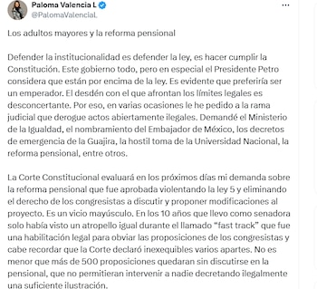 Paloma Valencia y su columna