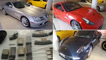 Los autos de lujo y las armas encontradas en el allanamiento que la justicia uruguaya realizó en El Gran Chaparral, la chacra de Marcelo Balcedo