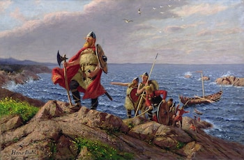 Leif Eriksson descubre America, pintado