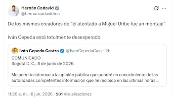 El congresista asegura que Iván Cepeda está desesperado por su resultado adverso en las elecciones presidenciales - crédito @hernancadavidma/X