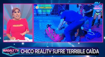 Gabriel Meneses podría ser operado tras fuerte accidente en reality de competencia. Captura: Magaly TV La Firme.