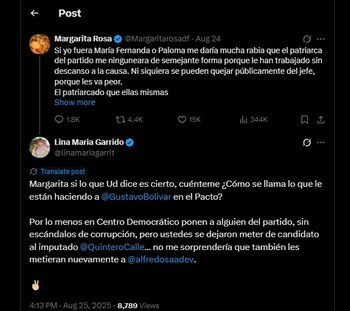 Lina Garrido contestó a mensaje