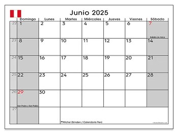 Calendario de junio 2025 en