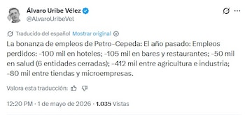 Las cifras oficiales muestran una reducción del desempleo interanual y creación neta de puestos de trabajo, sin embargo, sectores como la agricultura y la industria acumulan retrocesos, según el más reciente informe del Dane - crédito Captura de pantalla / Alvaro Uribe
