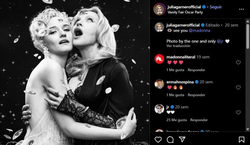 Julia Garner y Madonna han forjado una amistad desde que la actriz fue elegida para interpretar a la cantante. (Instagram/Julia Garner)