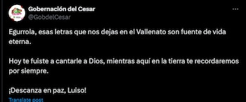 Gobernación del Cesar recordó el