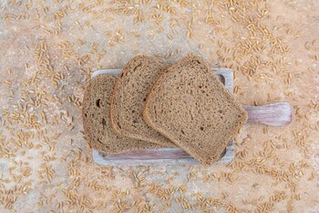 Black bread slices with barley