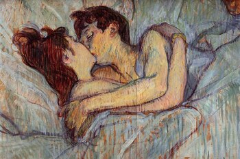 "En la cama: el beso",
