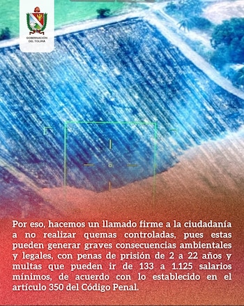 Las autoridades piden a la ciudadanía evitar las quemas en medio de la tragedia que azota al departamento - crédito Gobernación del Tolima / Facebook