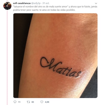 Sofía decidió tatuarse el nombre