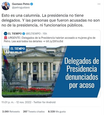 Trino presidente Gustavo Petro