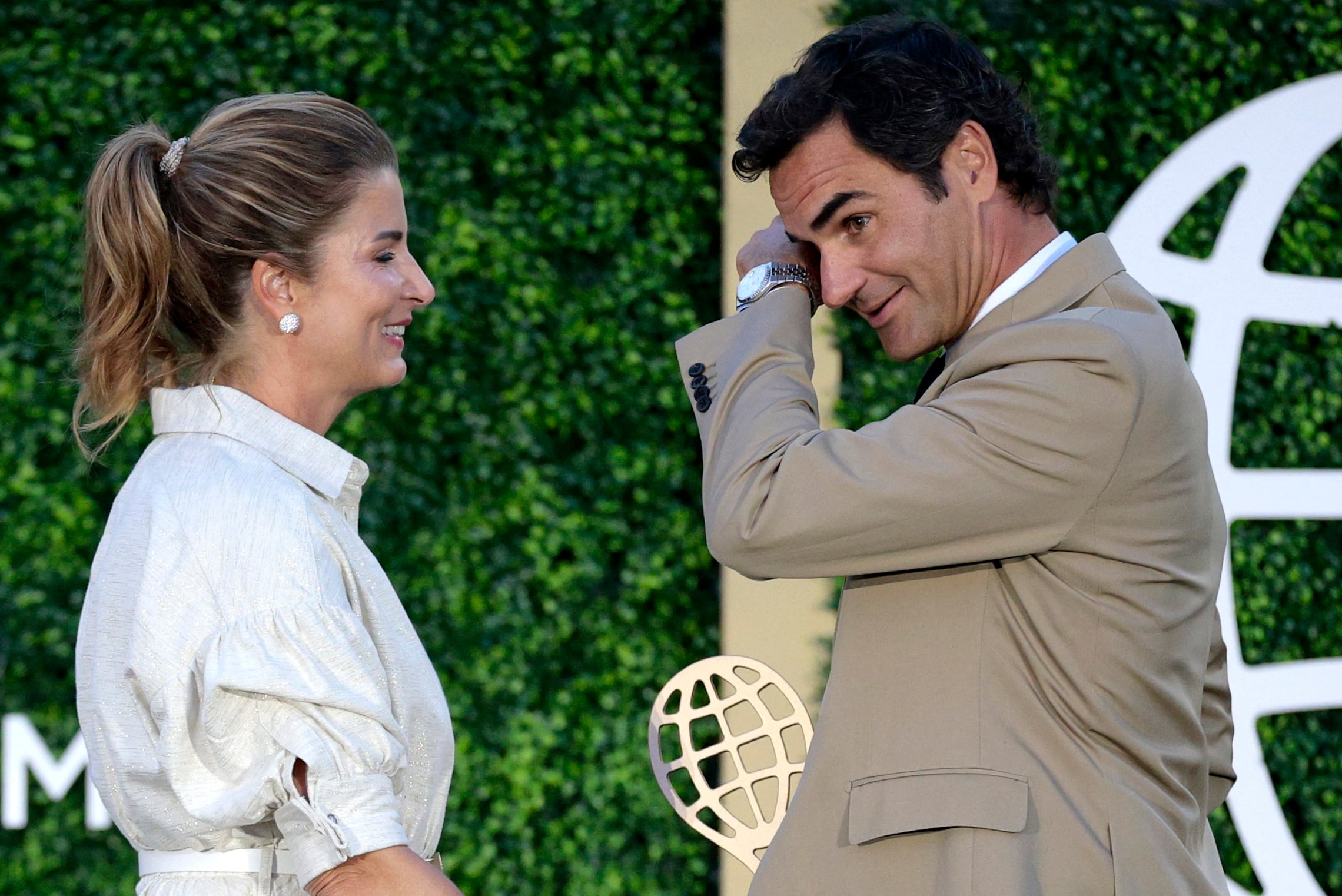 Mirka junto a Roger Federer (REUTERS/Brian Snyder)