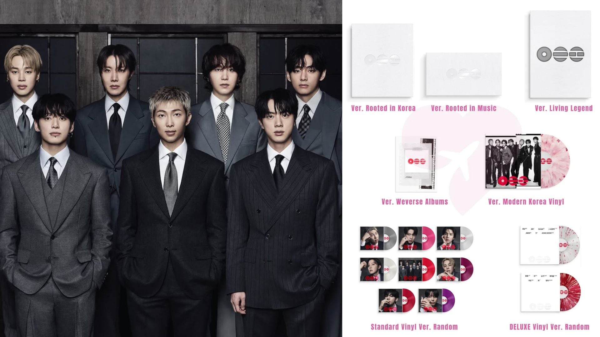 Los siete miembros de BTS posan elegantemente mientras se muestran las diversas ediciones de su nuevo álbum