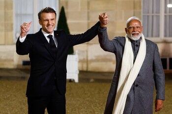 Emmanuel Macron y Narendra Modi