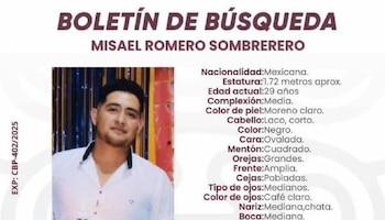 Misael Romero Sombrerero está desaparecido luego de ser contratadop por Alexis Foto: Ficha de búsqueda