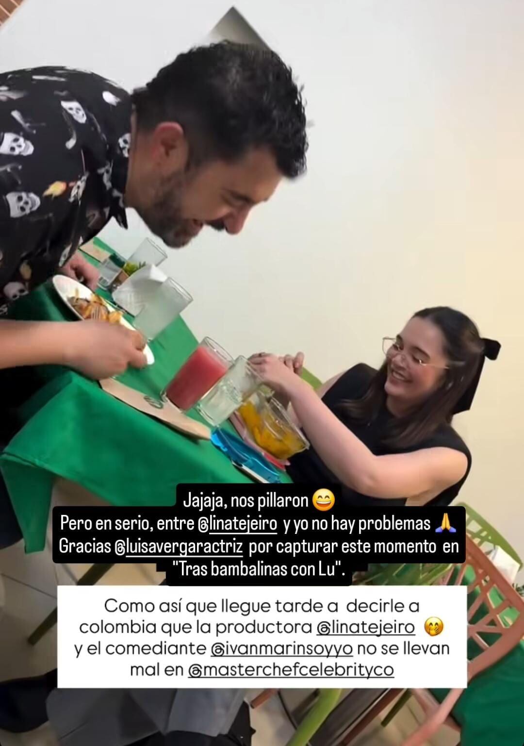 El comediante aseguró que no tiene ningún inconveniente con la actriz - crédito Iván Marín / Instagram
