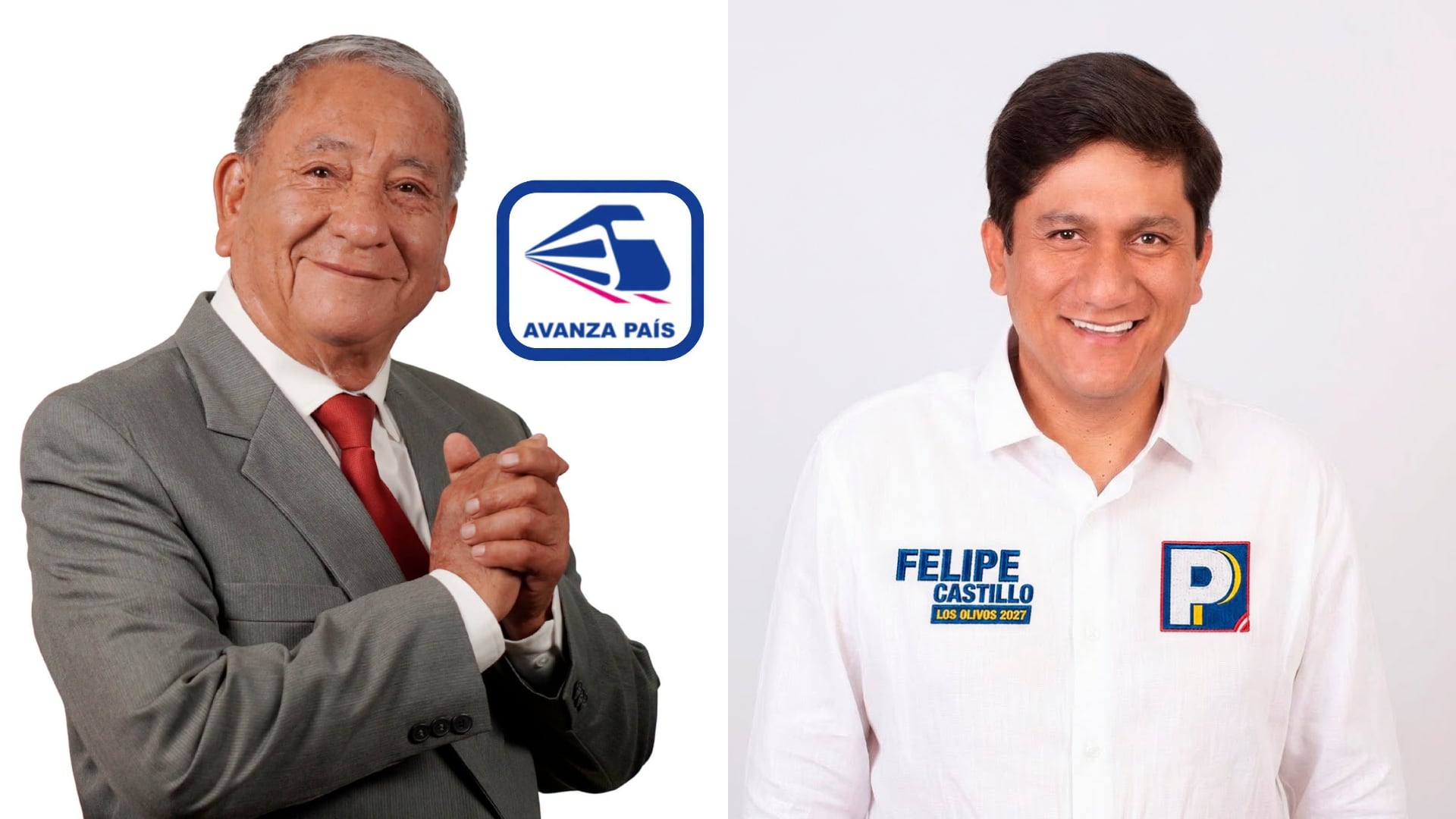 Los políticos Felipe Castillo Alfaro y Felipe Castillo Oliva participan en el proceso de alternancia para la alcaldía del distrito de Los Olivos, en Lima. (Infobae Perú/Agencia Andina)