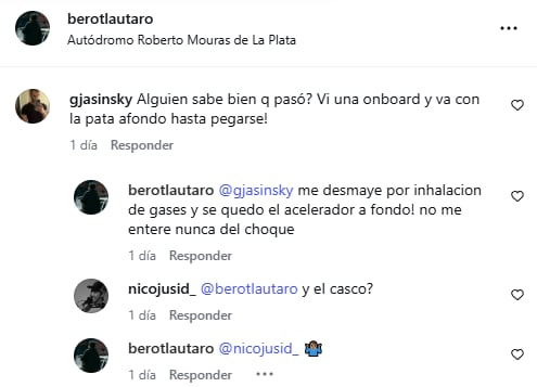 La explicación de Berot sobre el accidente (@berotlautaro)