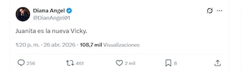 Publicación de Diana Ángel refiriéndose a la labor de Juanita Gómez - crédito Diana Ángel / X