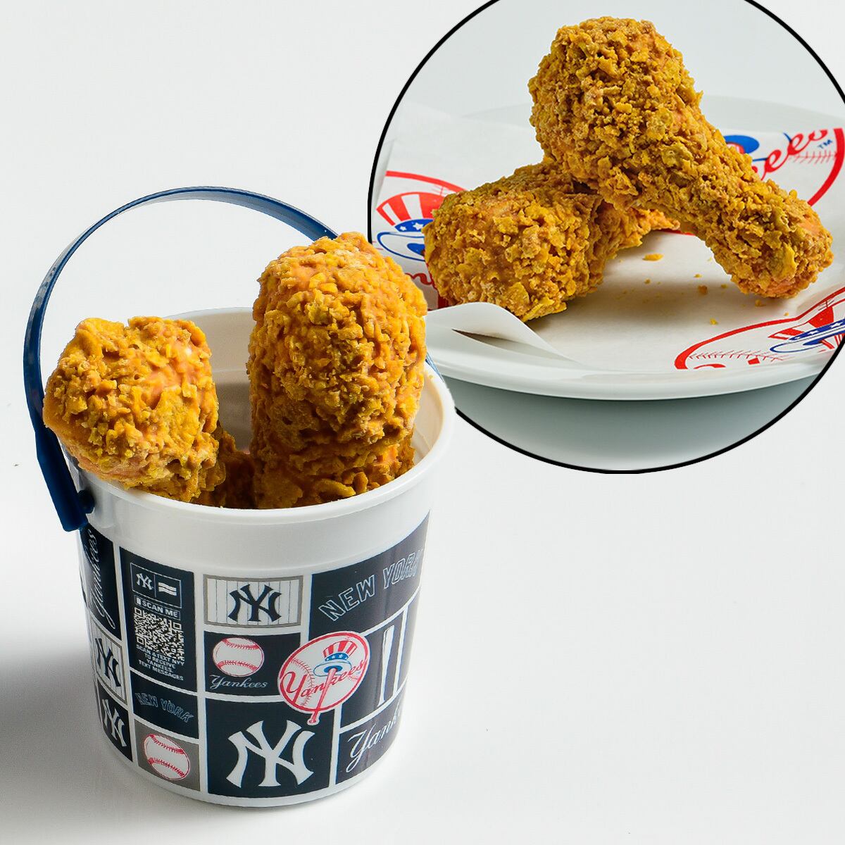 Los New York Yankees lanzarán este viernes en el Yankee Stadium una propuesta llamativa: un helado con forma de muslo de pollo que estará disponible en la jornada inaugural ante los Miami Marlins. Foto: X - MLB