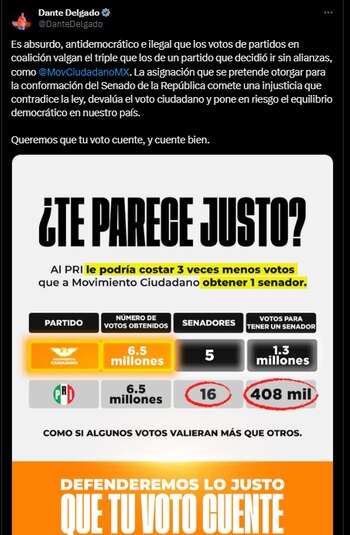 Dante Delgado criticó el número