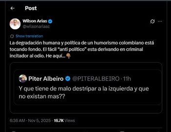 Wilson Arias también le contestó