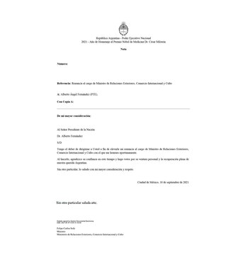 La renuncia de Felipe Solá,