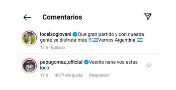 El posteo de Lo Celso