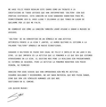 El mensaje que dejó Shakira