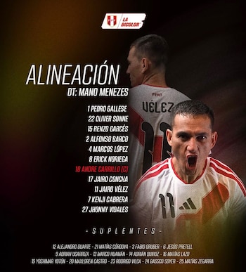 Alineación confirmada de Perú para enfrentar a Haití.