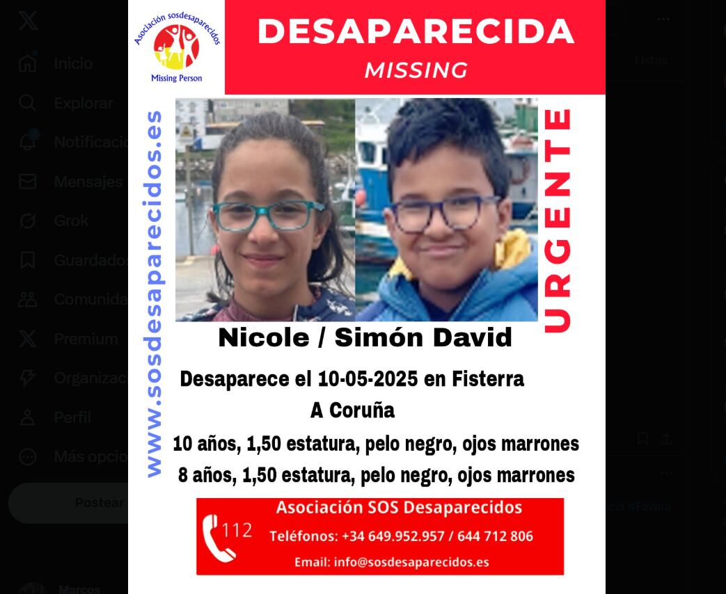 Nicole y Simón David, los desaparecidos. (Imagen: X)
