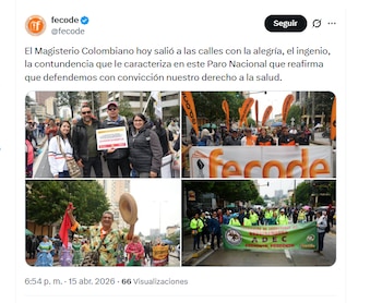 Fecode aseguró que en el Paro Nacional los docentes se manifestaron con contundencia - crédito @fecode/X
