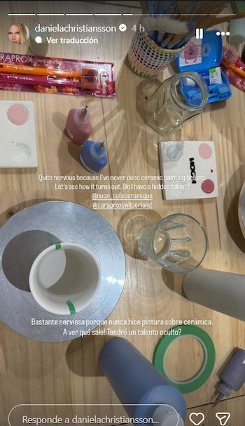 Christiansson confesó sentirse nerviosa ante el reto de incursionar en la pintura sobre cerámica, buscando descubrir un posible talento oculto