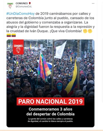 Partido Comunes recuerda el paro
