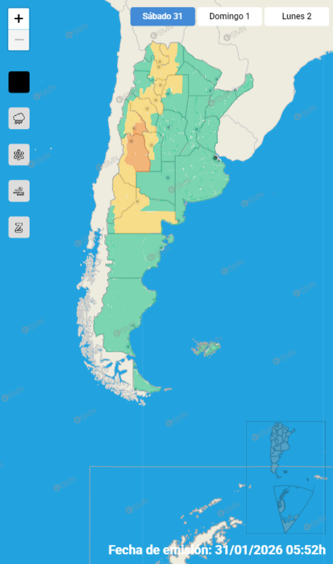 Las provincias en alerta por tormentas.