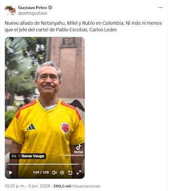El presidente Gustavo Petro en contra del exnarcotraficante Carlos Lehder señalándolo de ser simpatizante de gobiernos que no son afines a sus ideologías políticas - crédito @petrogustavo/X