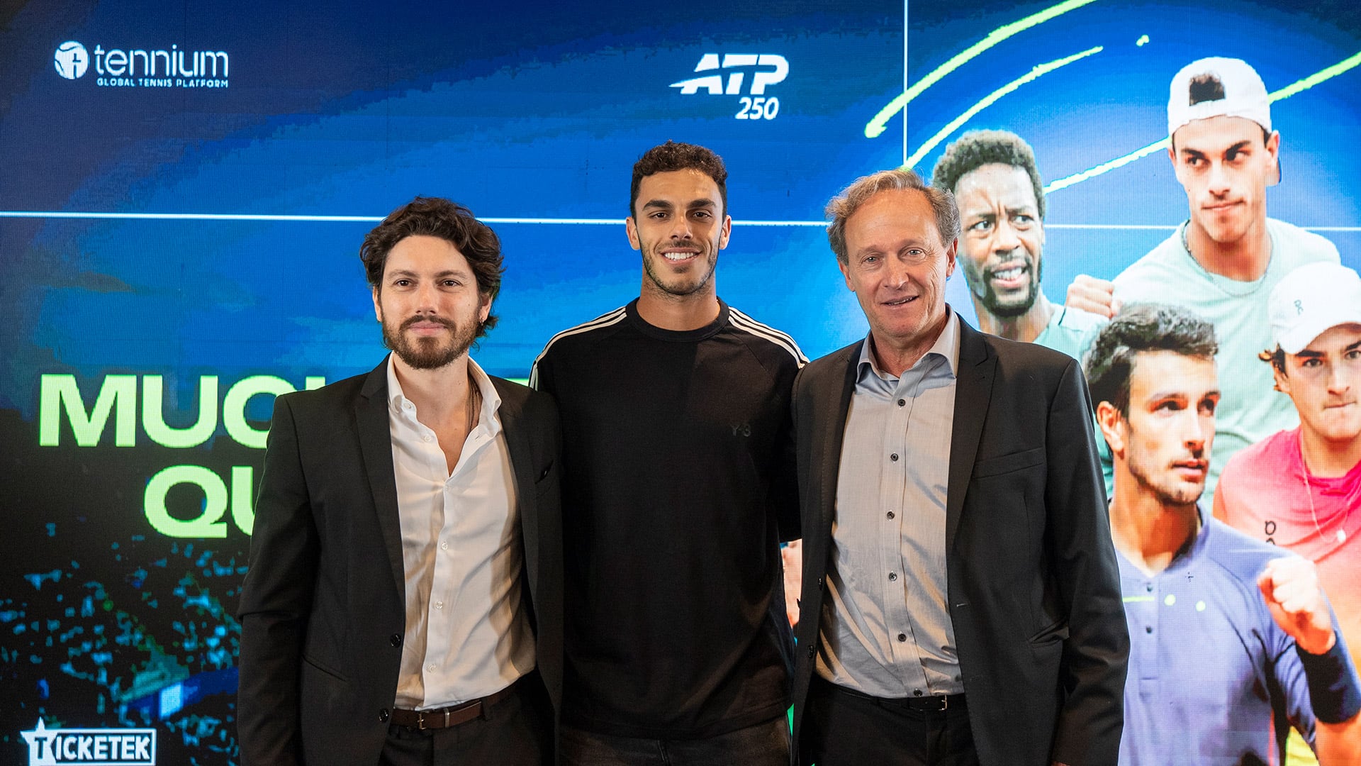 Martín Jaite y Francisco Cerúndolo durante la presentación de una nueva edición del Argentina Open que se disputará del 7 al 15 de febrero de 2026 (Crédito: Prensa Argentina Open)