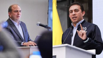 Carlos Camargo y Alexander Vega fueron magistrado y presidente, respectivamente, del Consejo Nacional Electoral, entre 2014 y 2018, que archivaron las investigaciones sobre la financiación de las campañas de Óscar Iván Zuluaga y Juan Manuel Santos. Infobae/Archivo.