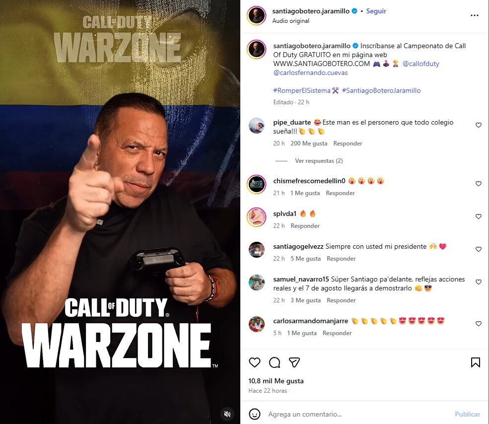 Botero hizo el anuncio el lunes 16 de febrero de 2026 - crédito @santiagobotero.jaramillo/IG