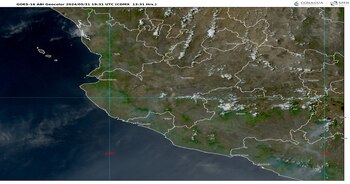 Imágen 2:GOES-16 ABI, GEOCOLOR 13:31 h (hora local).