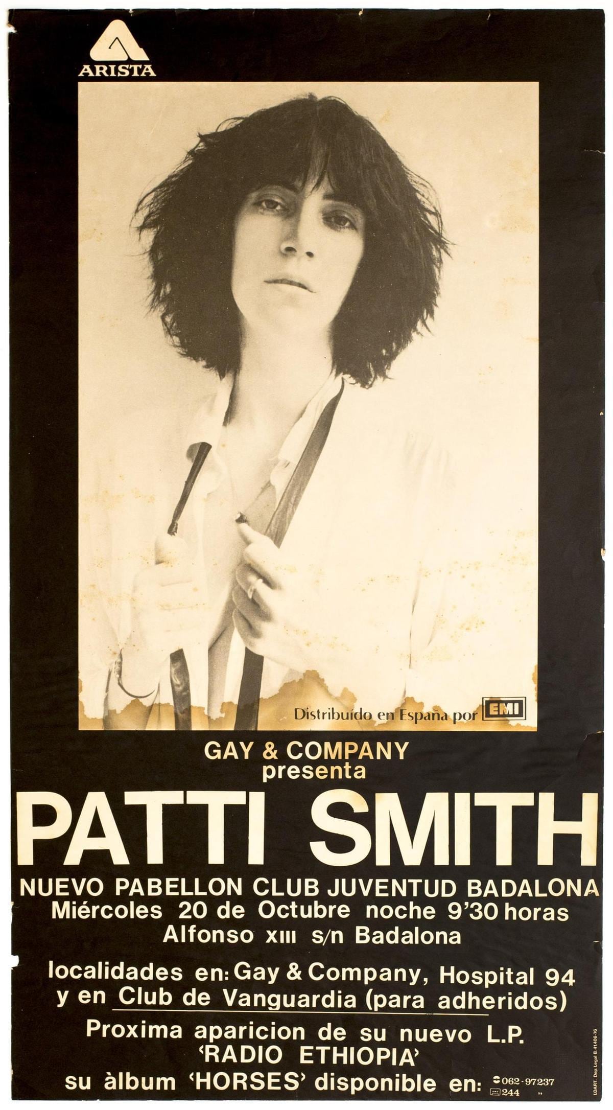 Concierto de Patti Smith en Badalona el 20 de octubre de 1976