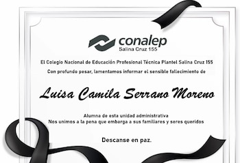 Esquela del Conalep por Luisa.