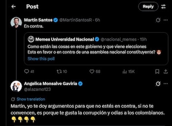Angélica Monsalve contestó al mensaje
